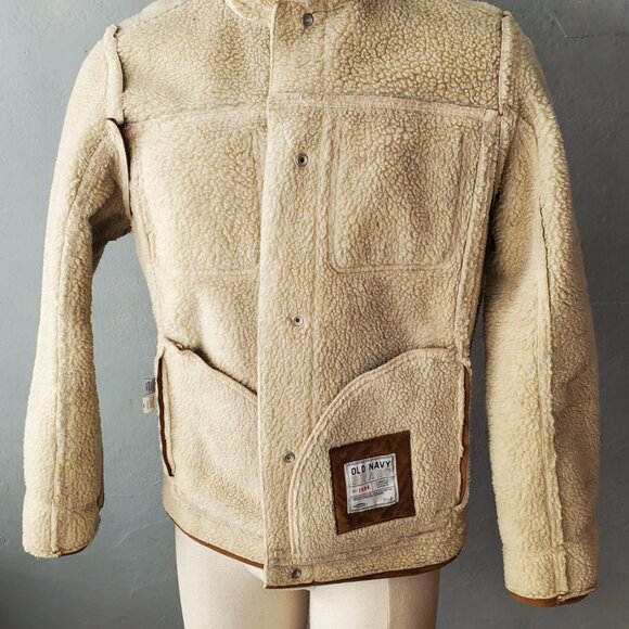 Vegan Suede Sherpa Lined Trucker Jacket/ Size 40 - Picture 6 of 8